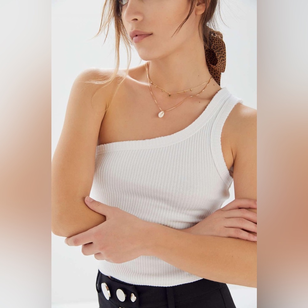 UO Ribbed One Shoulder Tank Top, M